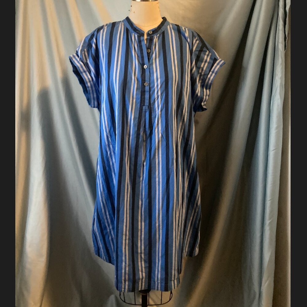 Style&Co Blue Striped Button-Front Short Sleeve Shirt Dress  size 2X